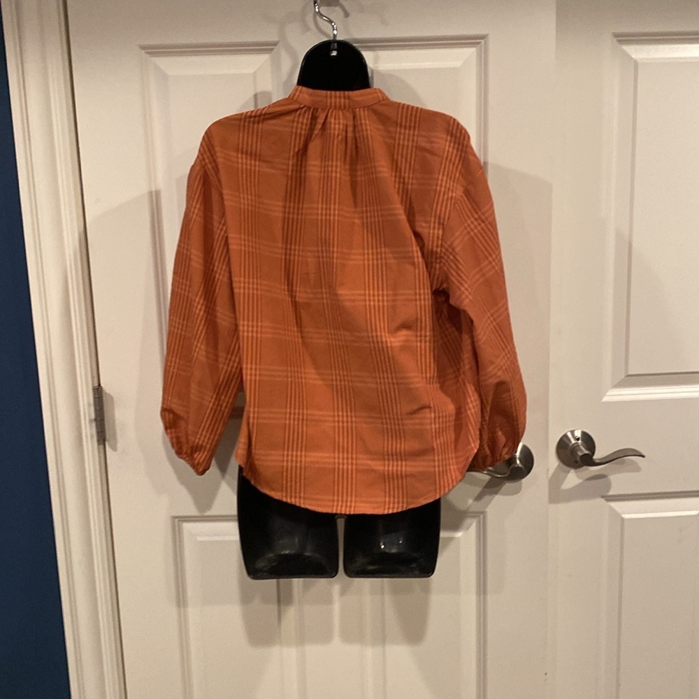 XS orange (rust plaid) A New Day blouse - New with tags - Picture 2 of 4